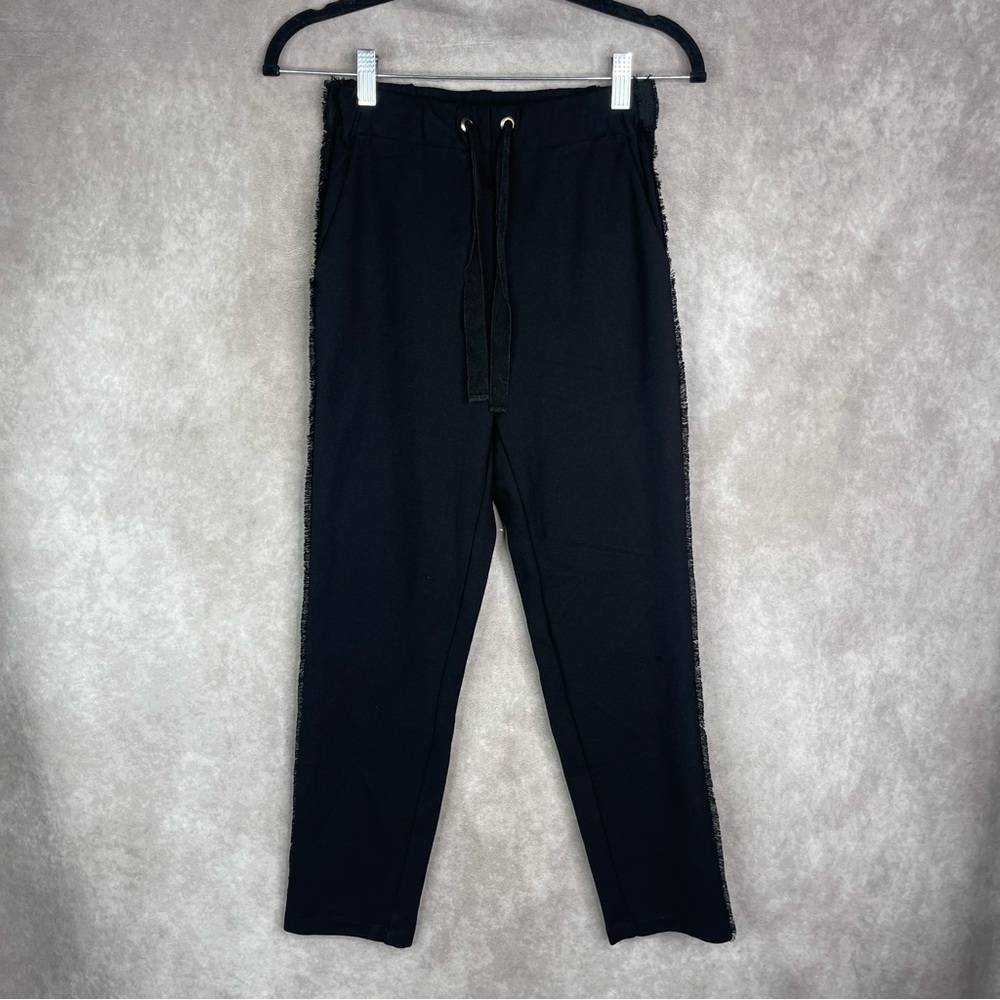Vetements Hiver 2017 Ponte Knit‎ Pants With Side Fringe In Black Women's Sz S